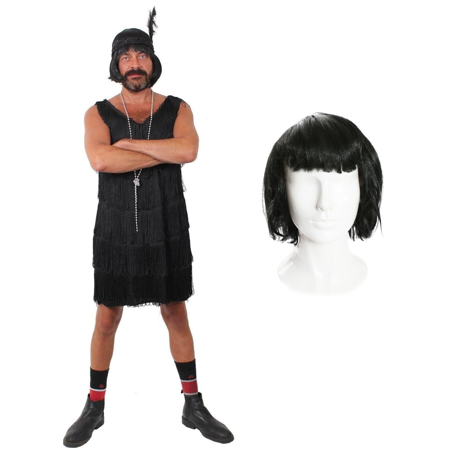 Mens Stag Night Black Flapper Fancy Dress Costume