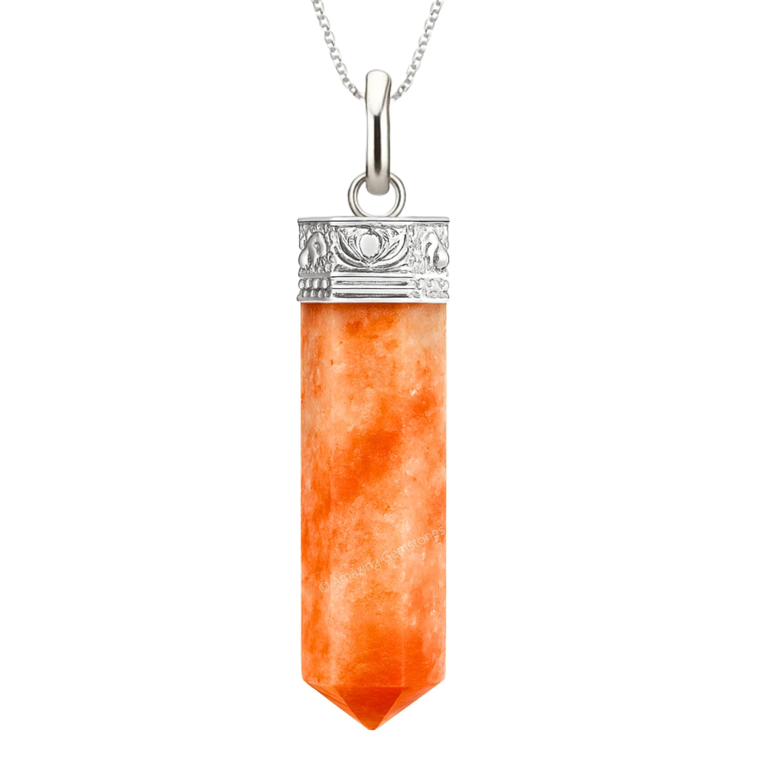 Amazon.com: Amazing Gemstone Sunstone Crystal Pencil Point Pendant