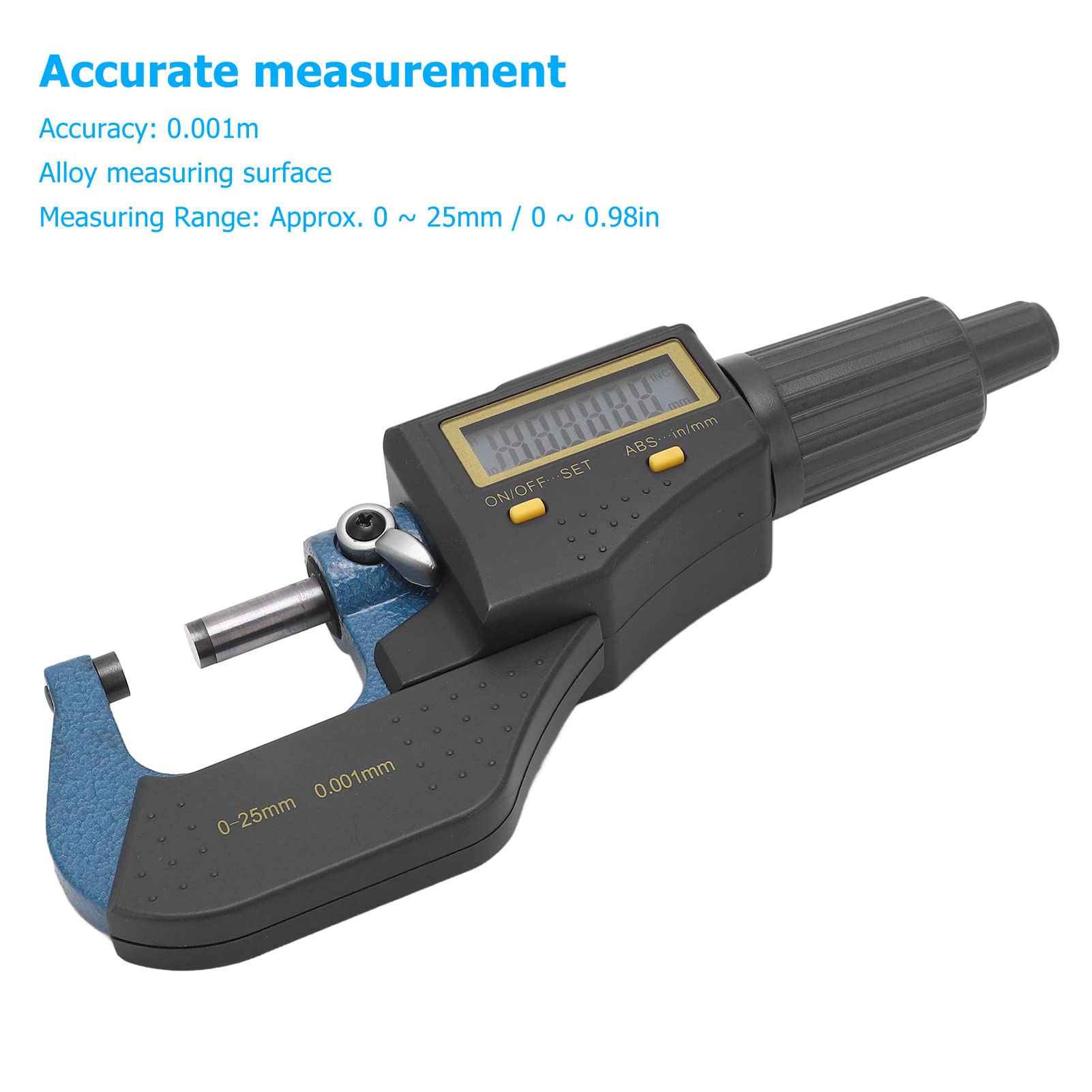 Micrómetro Digital, Calibrador Micrométrico Electrónico con Pantalla LCD, Rango de 0 a 25 Mm, Precisión de 0,001 Mm, Herramienta de Medición de Trinquete con Interruptor de Pulgadas Métricas