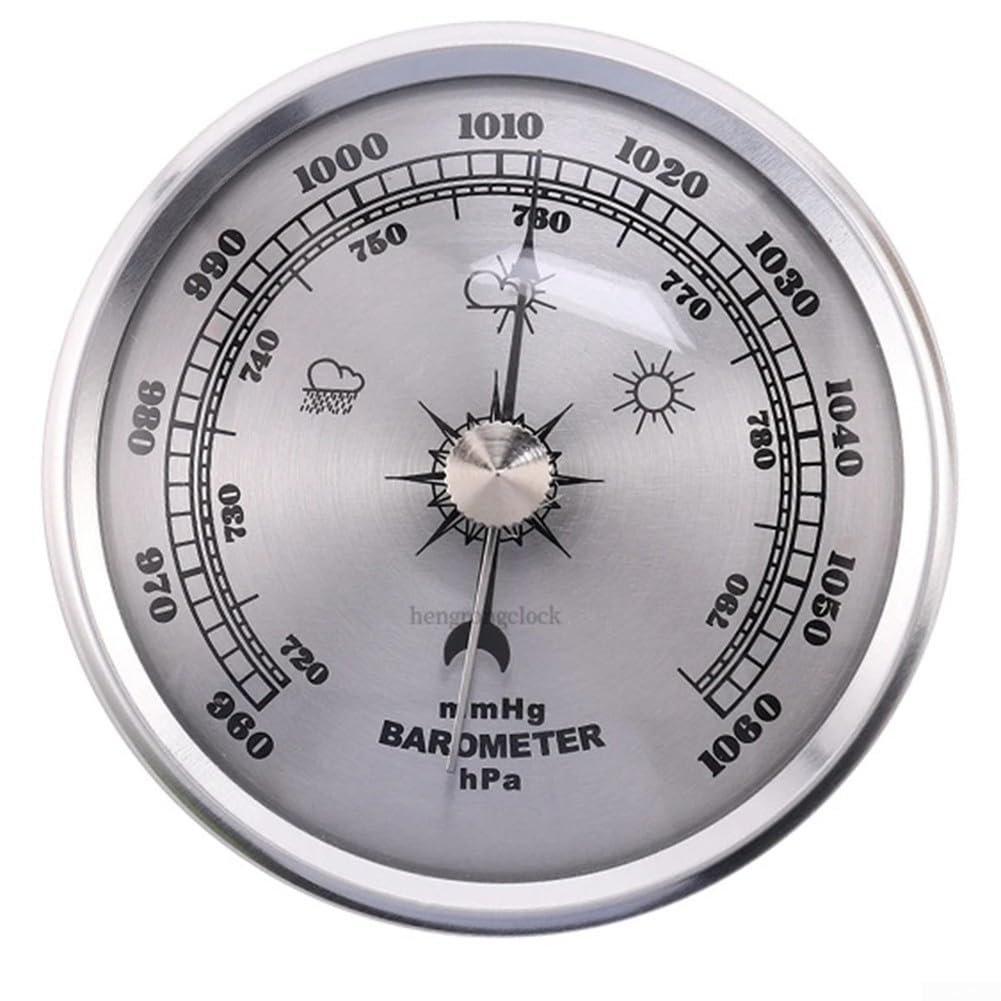 FACULX Analog Barometer With Thermometer Hygrometer, 3 In 1 Weather Station For Indoor And Outdoor, Metal Frame Mechanical Barometer (Silver)