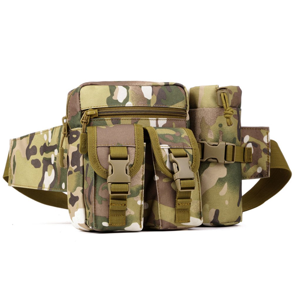 Unistrengh Tactical Fanny Packs Pouch With Water Bottle Pocket Holder Waterproof Molle Waist Pack Hip Belt Bag (CP Camo)