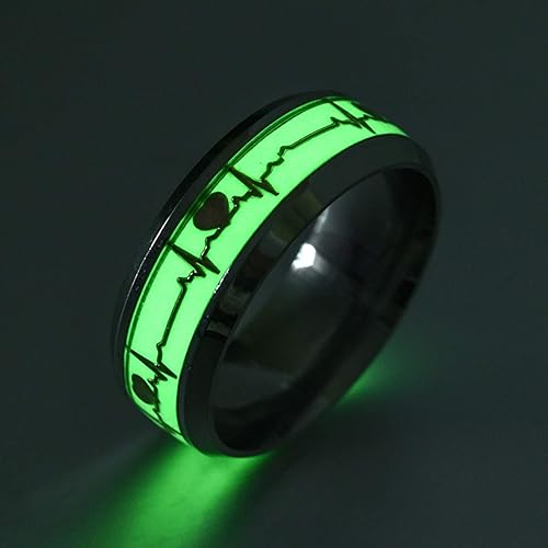 Miniatura 2 de niuwa Anillo luminoso para pareja que brilla en la oscuridad, anillo de acero inoxidable para hombres y mujeres, anillo de compromiso