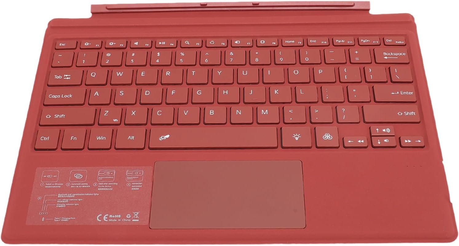 Semme Magnetic Keyboard with Colorful Backlight Multi Touchpad Connectivity for Tablet Pro 3/4/5/6/7 (Red)