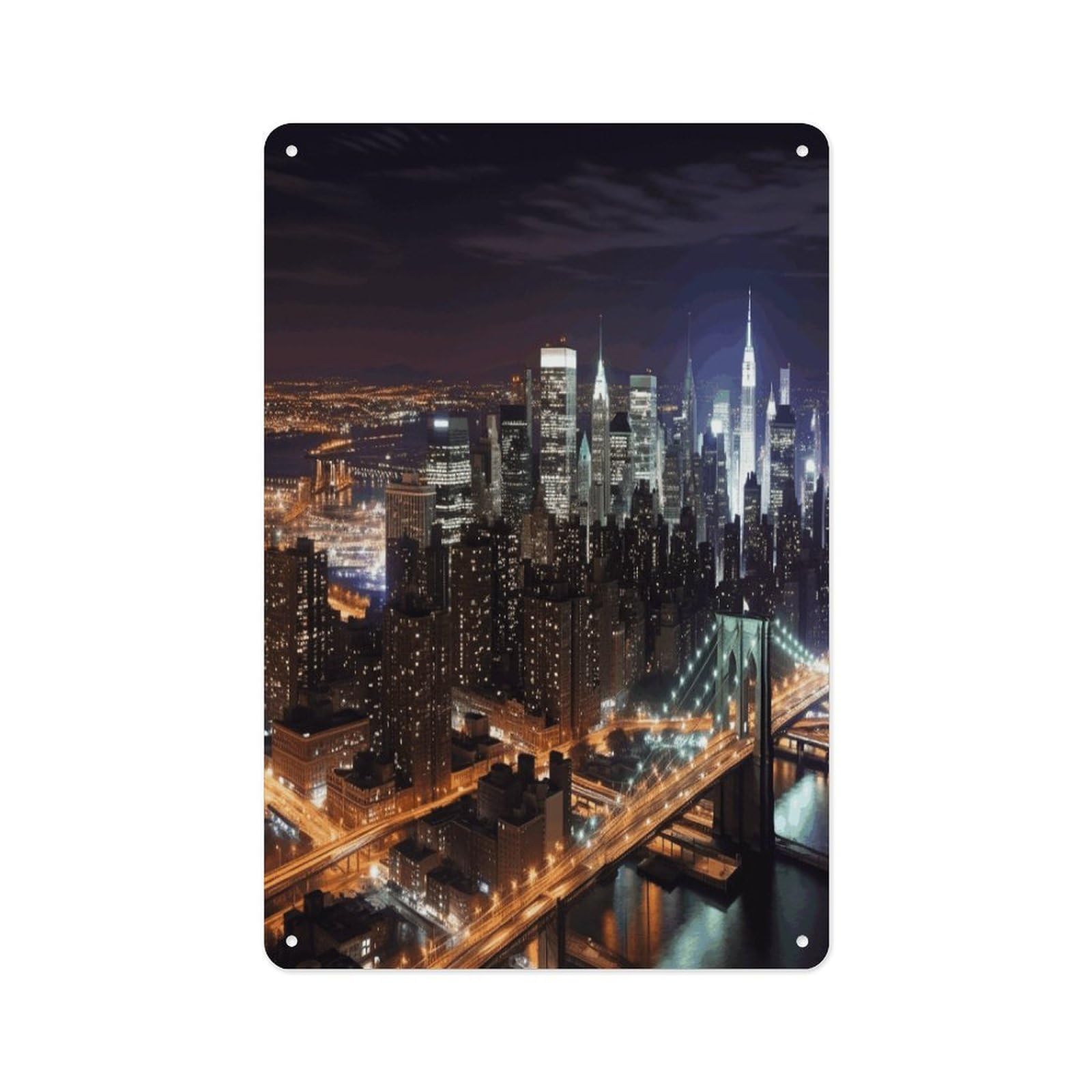 Fekiloot Style New York Night Wall Decor Metal Signs Tin Signs Poster