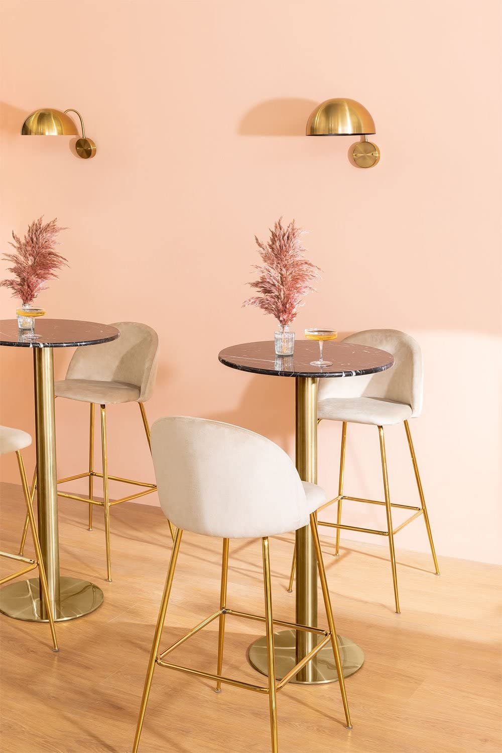 SKLUM Okrągły wysoki stół barowy z marmuru (Ø60 cm) Cosmopolitan