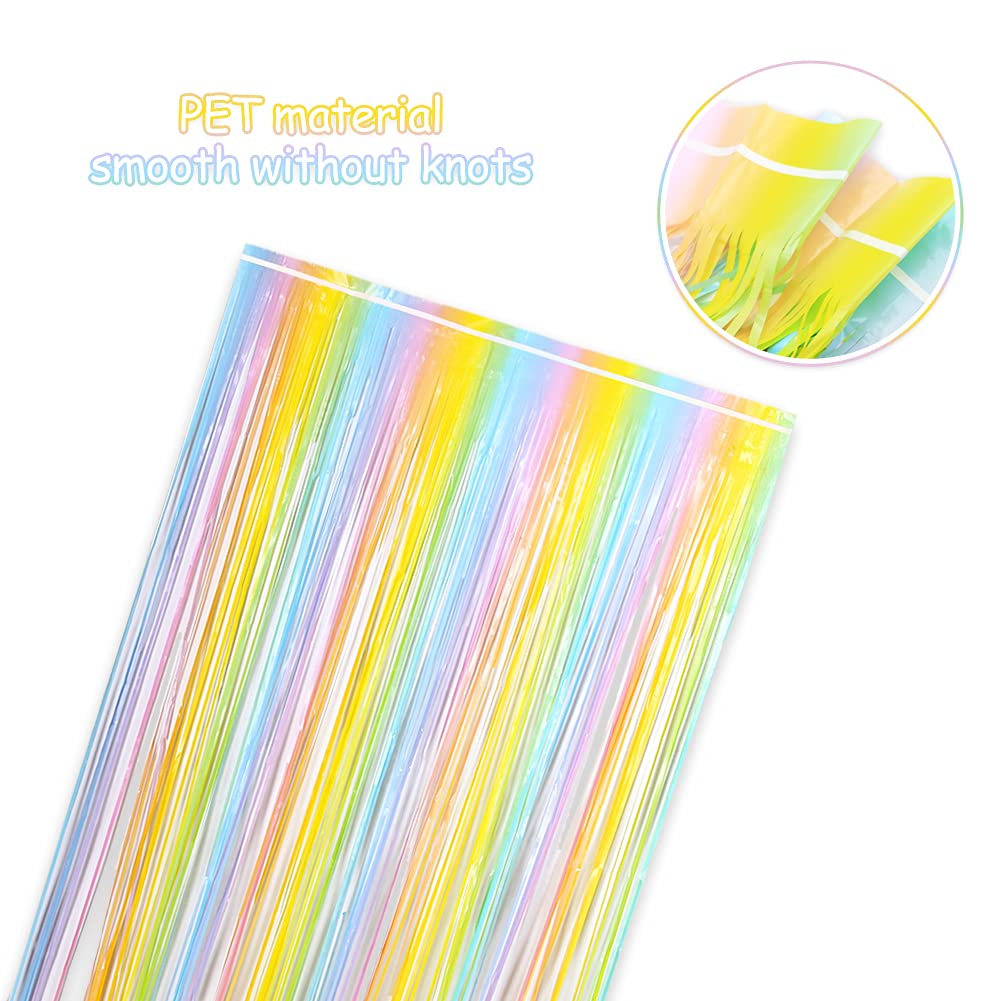 Voircoloria Tende Con Frange In Lamina Arcobaleno - 2 Pezzi Da 1x2m Per Decorazioni Feste Di Compleanno, Laurea, Baby Shower, Discoteca