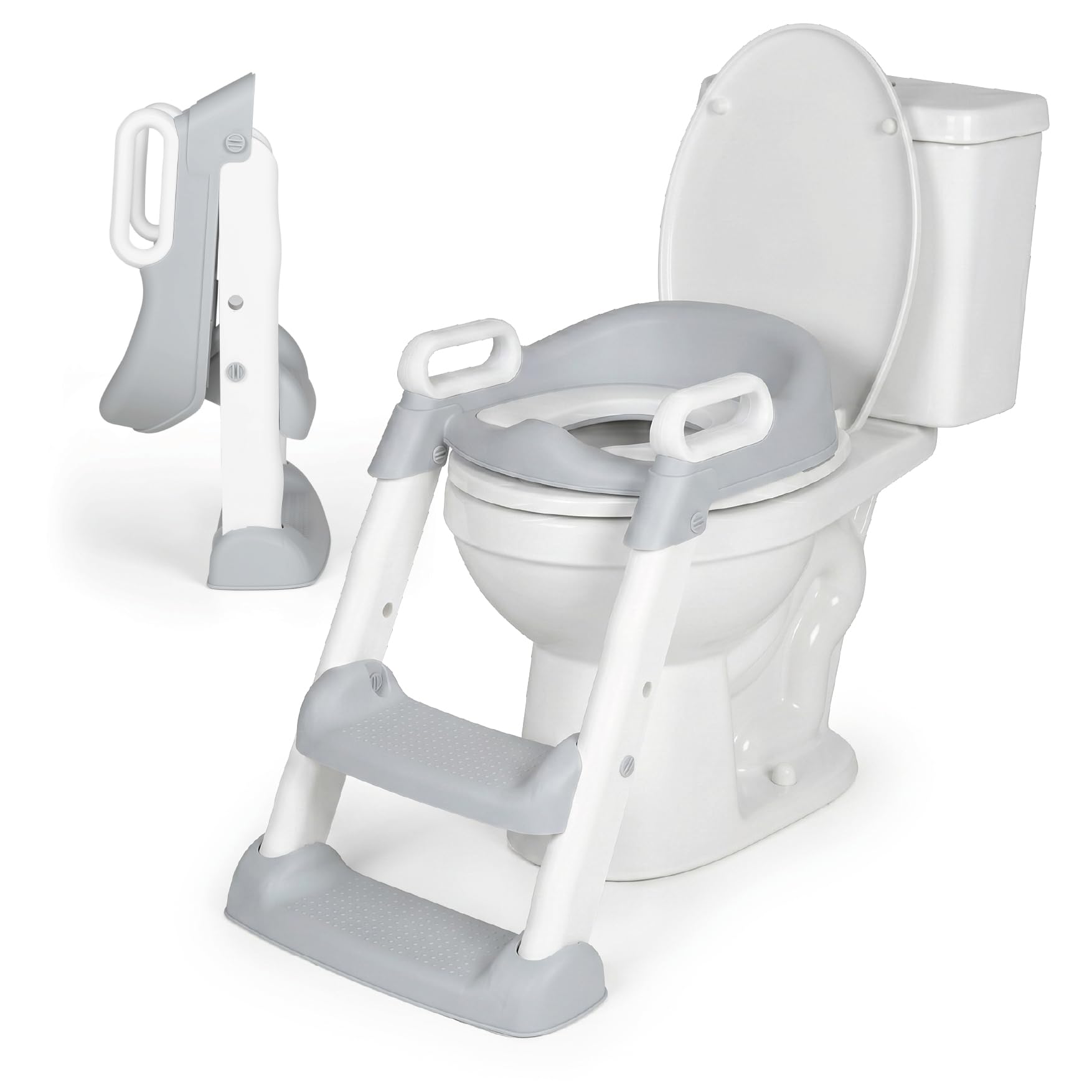 MS BabyWorld – Adaptador WC con Escalera – Asiento Acolchado para Inodoro | Plegable y con Altura Ajustable | Con Asas y Base Antideslizante | De 1 a 7 Años
