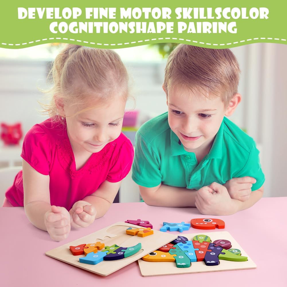 HOTUT Puzzle in Legno per Bambini, 2 Pezzi Legno Giocattoli, Giochi da Puzzle, Animali Montessori Giochi Bambino Educativi per Bambino Sopra i 1 Anni