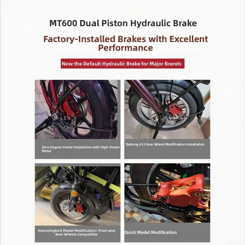 Kit de frein à disque hydraulique pour vélo électrique, étriers à double piston avec disques de 160 mm et câble à 2 broches, pour vélos électriques pliants et trottinettes (frein arrière uniquement)