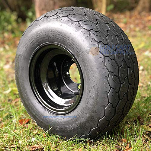 Steeleng 18X8.50-8 OEM Golf Cart Tires and Black Steel Golf Cart Wheels Combo - Set of 4
