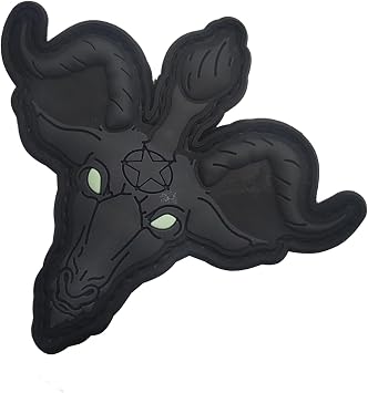 Ancient Egyptian God of Bafuri with Hook and Loop Fastener Backing, Black with Glow Eyes, 3.54 x 3.15Inch, 2-Pack