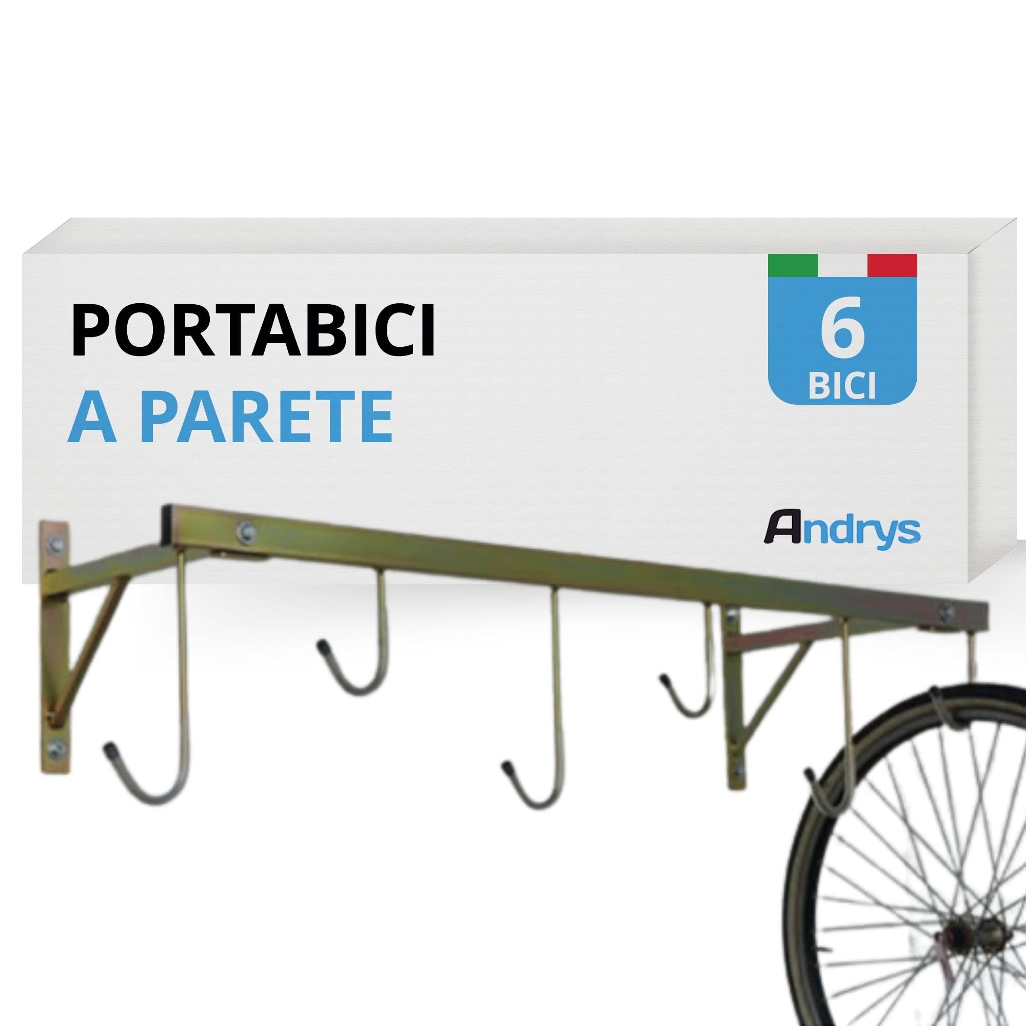 ANDRYS - Soporte de Bicicletas de Pared vertical para exteriores e interiores – Cuelga Bicis de Pared desmontable de hasta 6 plazas – Soporte de Acero galvanizado