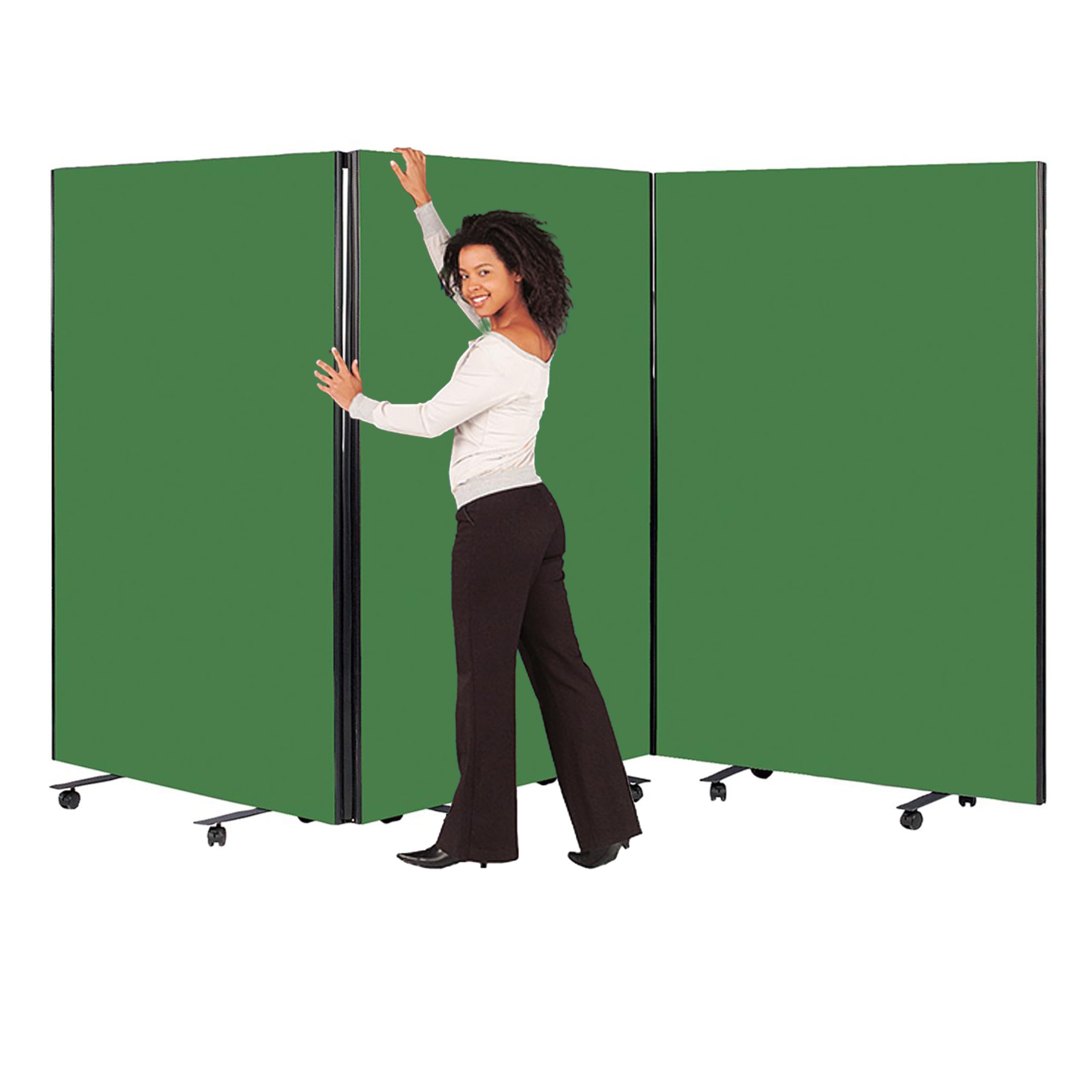 Wonderwall Emerald Divide & Display Mobile Screens| Room & Space Dividers| Interlinked Set Of 3 Panels (H)1525X (W)1200Mm - For Office, School, Display, Church, Library, Healthcare (Emerald)