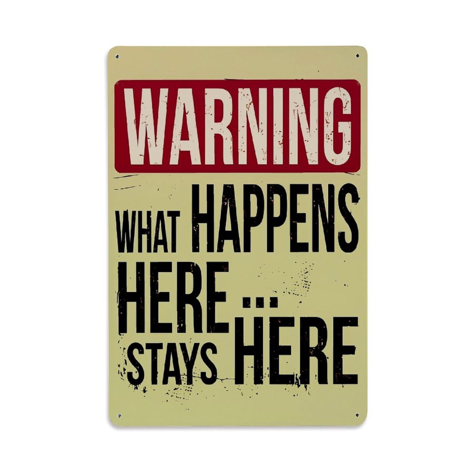 Jdfenggu Vintage Warning What Happens Here Stays Here Retro Metal Tin Sign, Decor Art Poster For Bar, Home, Man Cave, Kitchen, Laundry Room Gift 8X12inch
