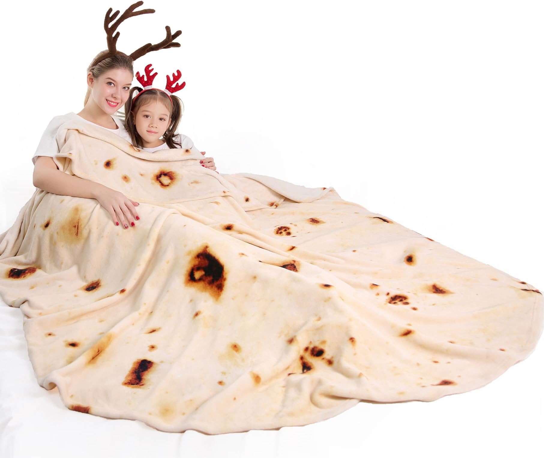 mermaker Burritos Tortilla Throw Blanket 2.0 Double Sided 71 inches for Adult and Kids, Giant Funny Realistic Food Blankets, 285 GSM Novelty Soft Flannel Taco Blanket (Yellow -Double Sided)