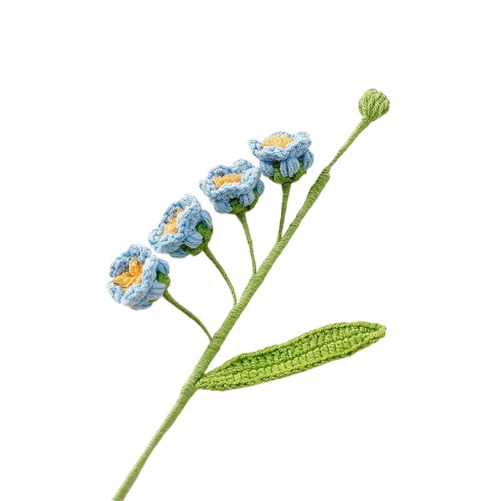 EXKURPOO crochet plant Puff Bell Orchid Crochet Flowers Creative Bouquet Flower Knitted Desktop Decor for home