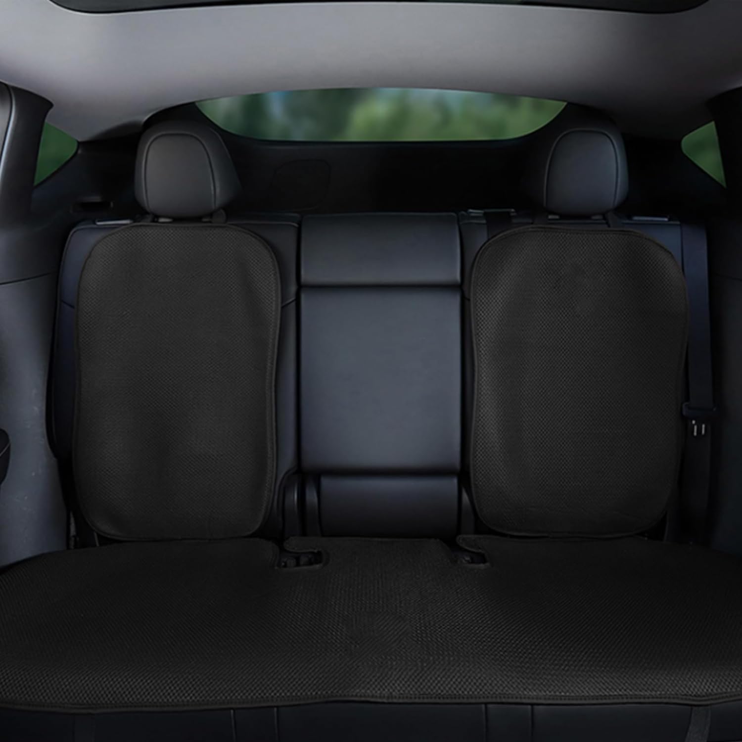 Funda de Asiento Trasero de Coche para Tesla Model 3 2017-2025 2026 Highland para Las Cuatro Estaciones, Protector Universal, Accesorios de Decoración Interior (3 Piezas/Seda de Hielo Negra)