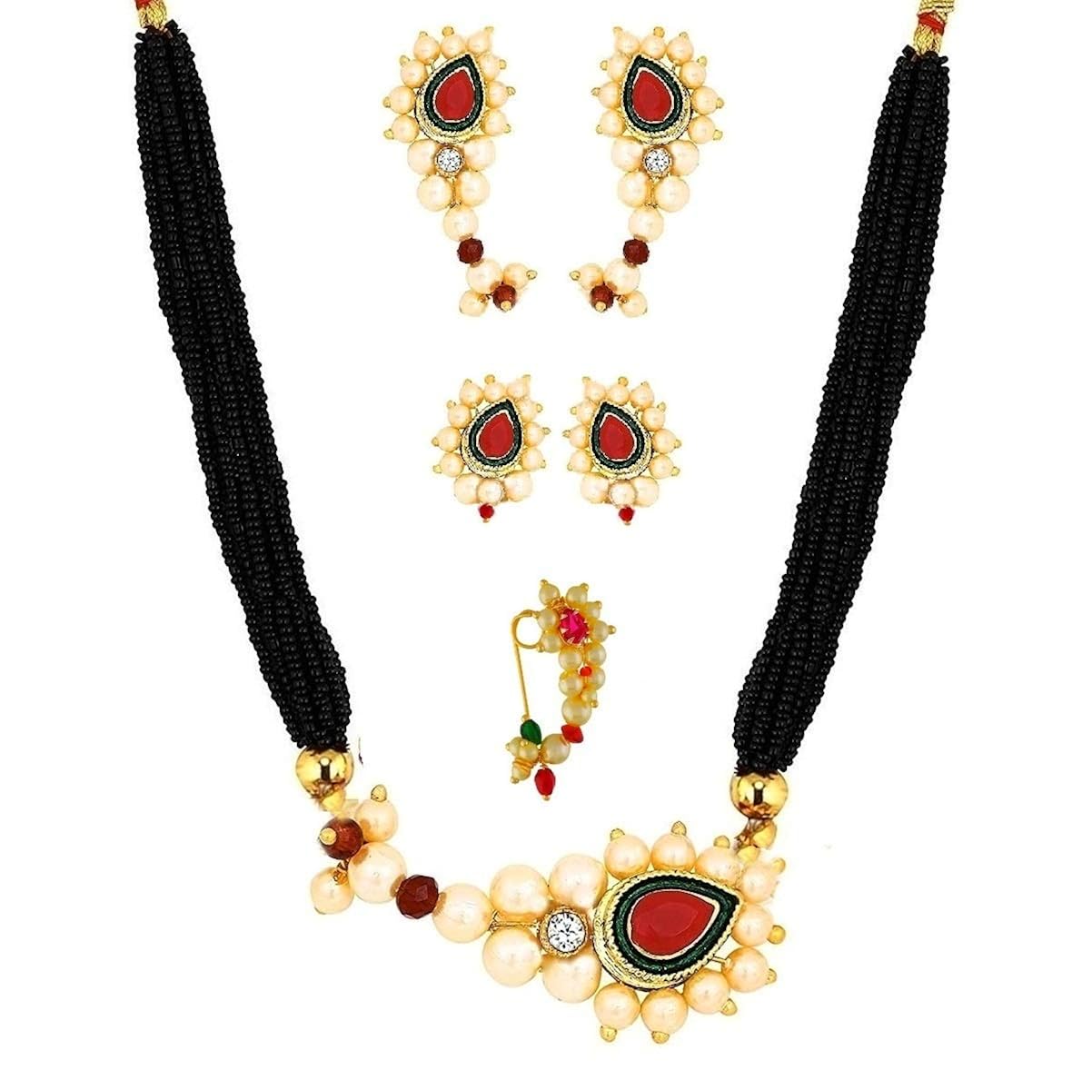 Buy Vama Fashions Maharashtrian Jewellery Marathi Nath Mangalsutra Set With Earrings For Women At Amazon In Buy Vama Fashions Maharashtrian Jewellery Marathi Nath Mangalsutra Set With Earrings For Women At Amazon In