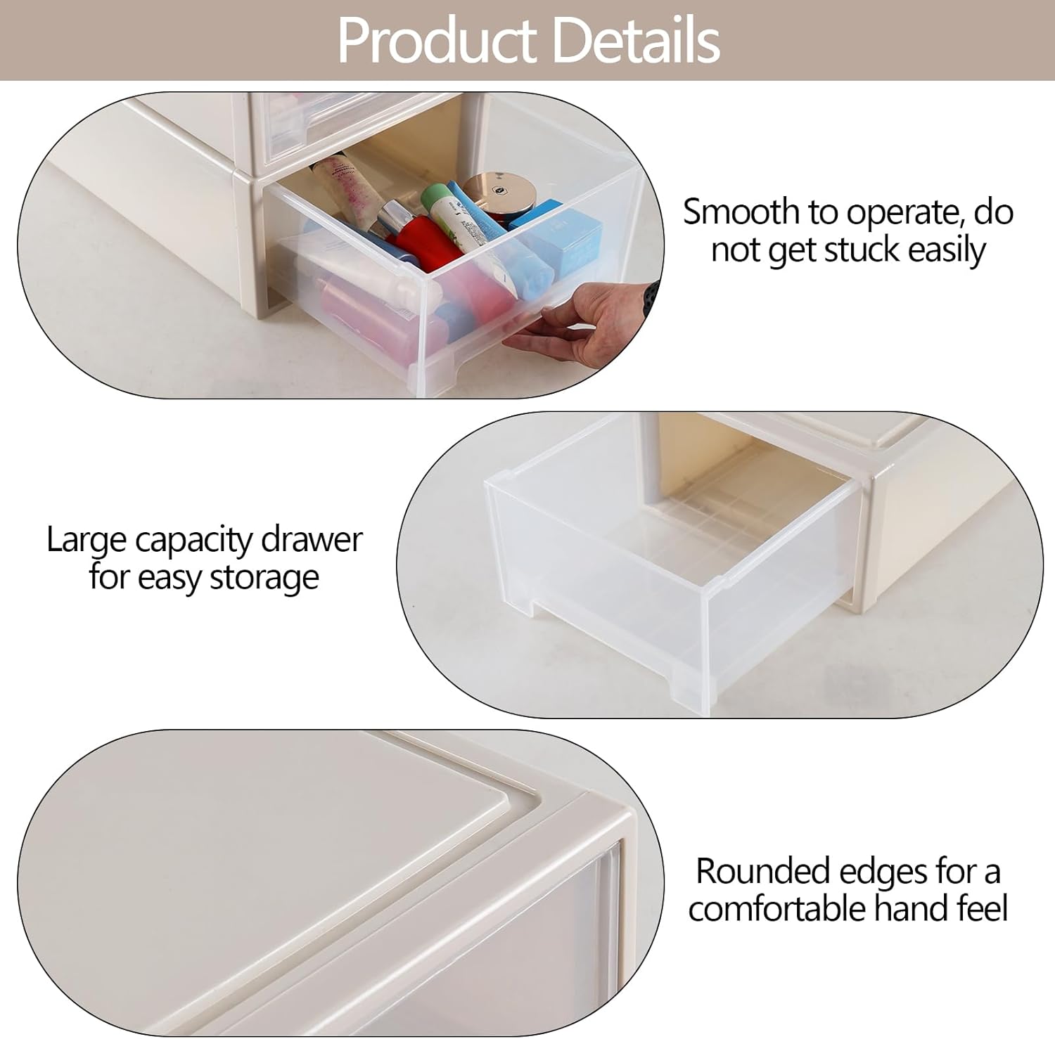 4-Pack 19 Quart Stacking Drawer, Clear Storage Closet Organizer, Yellow Frame, Stackable Modular Plastic Drawers for Clothes, Accessories, Craft Supplies, Shoes or Linens