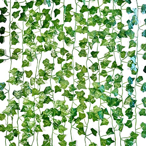 3 Pack (21Ft) Ivy Leaves Garland Green Decorations, Artificial Strings, Wedding Party Home Office Shop Wall Balcony Window Adornment, Indoor Outdoor Décor, No Allergic Reactions