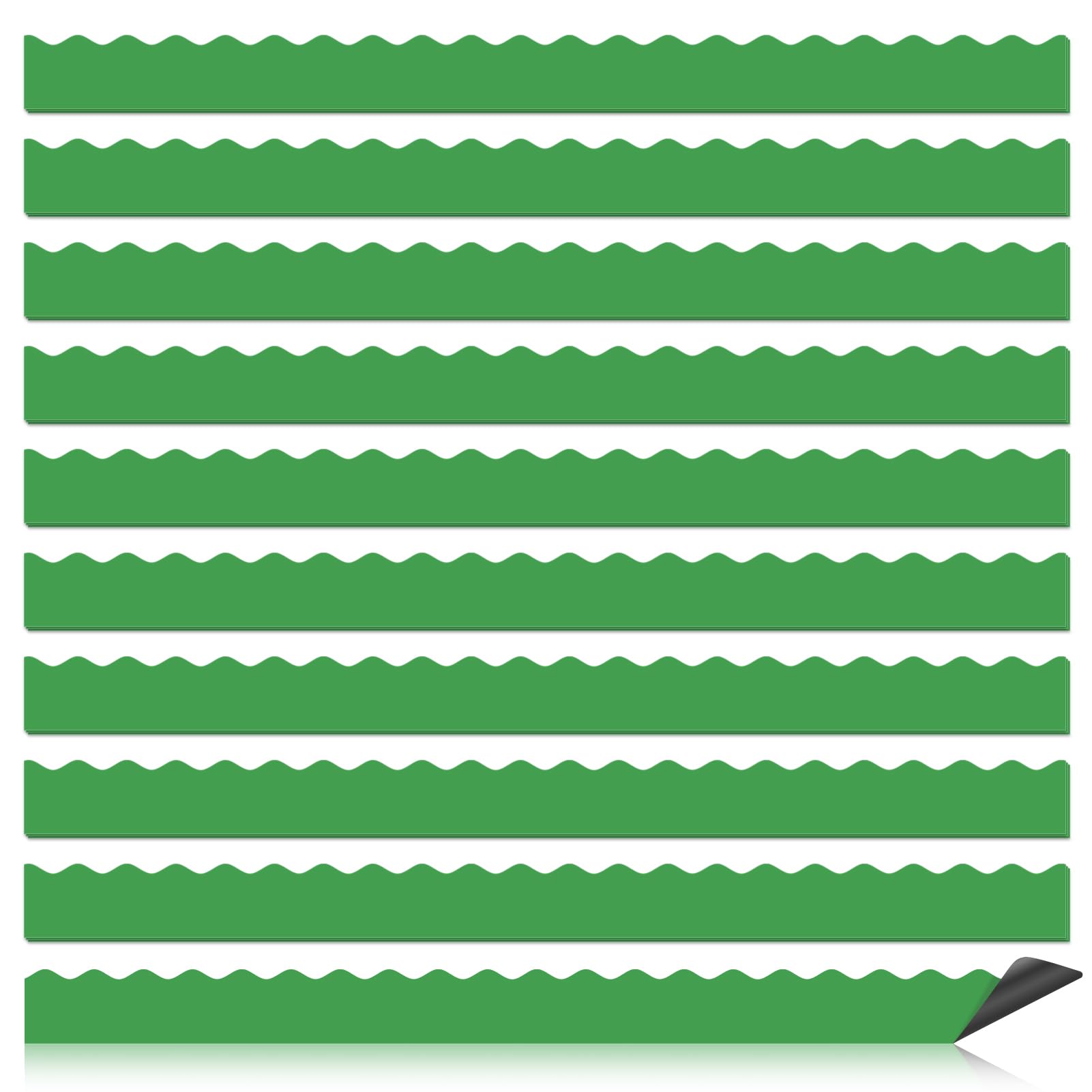 Magnetic Borders for Classroom Whiteboard - 30 Pcs Green Magnetic Bulletin Board Border Set - Scalloped Chalkboard Border Strips for Teachers, Parents, DIY Home,School & Office Decoration — image 1