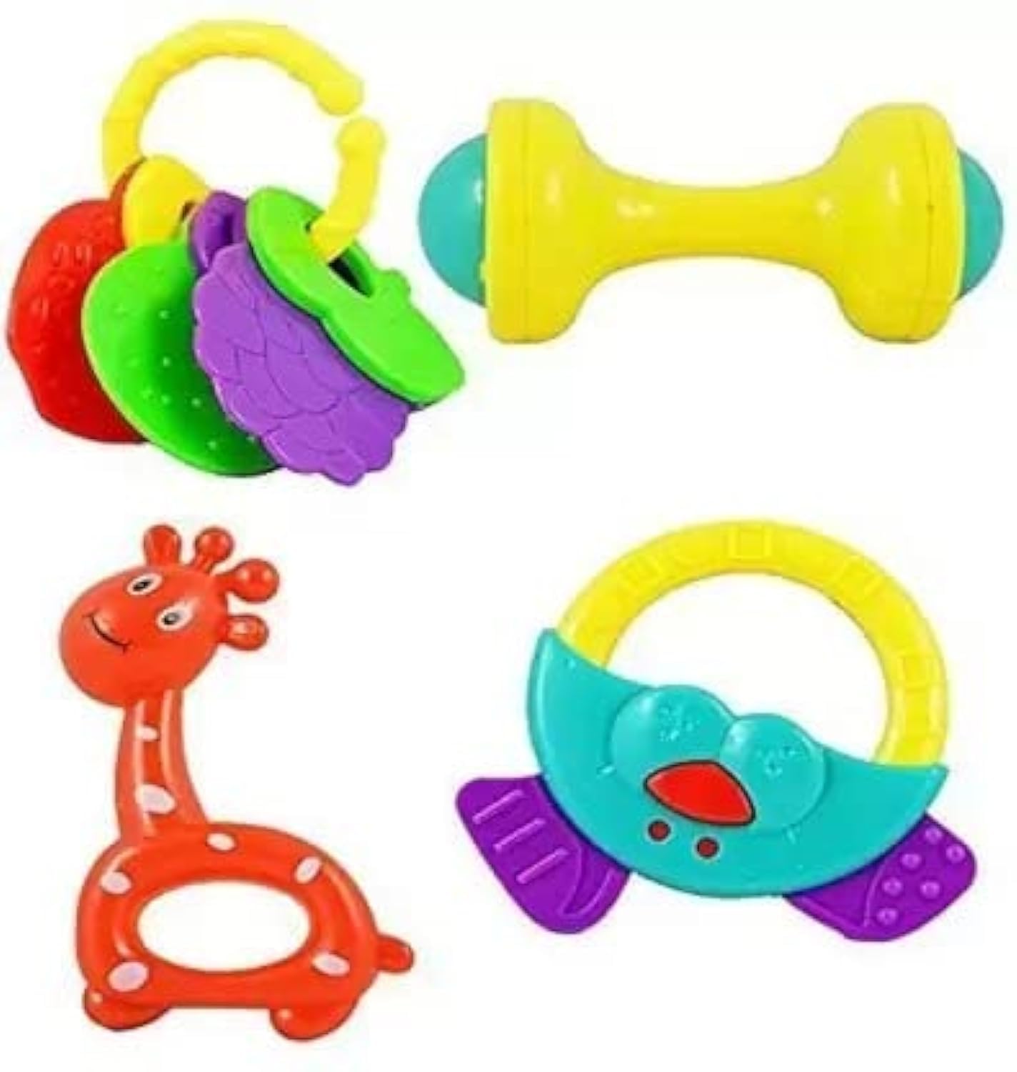 Noxxi 4pc Rattle Toy for Baby Bath Safe Non-Toxic Colorful Plastic Tasteless Hanging Gift 100% Safe for Infants New Born Babies (B0B56XWB2F) Amazon Price History, Amazon Price Tracker