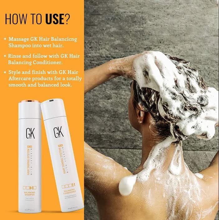 GK Hair Balancing Keratin Shampoo And Conditioner 300ml With Argan Oil Serum 10ml Free For Oily Hair And Scalp Restores Scalp pH Level - Image 4
