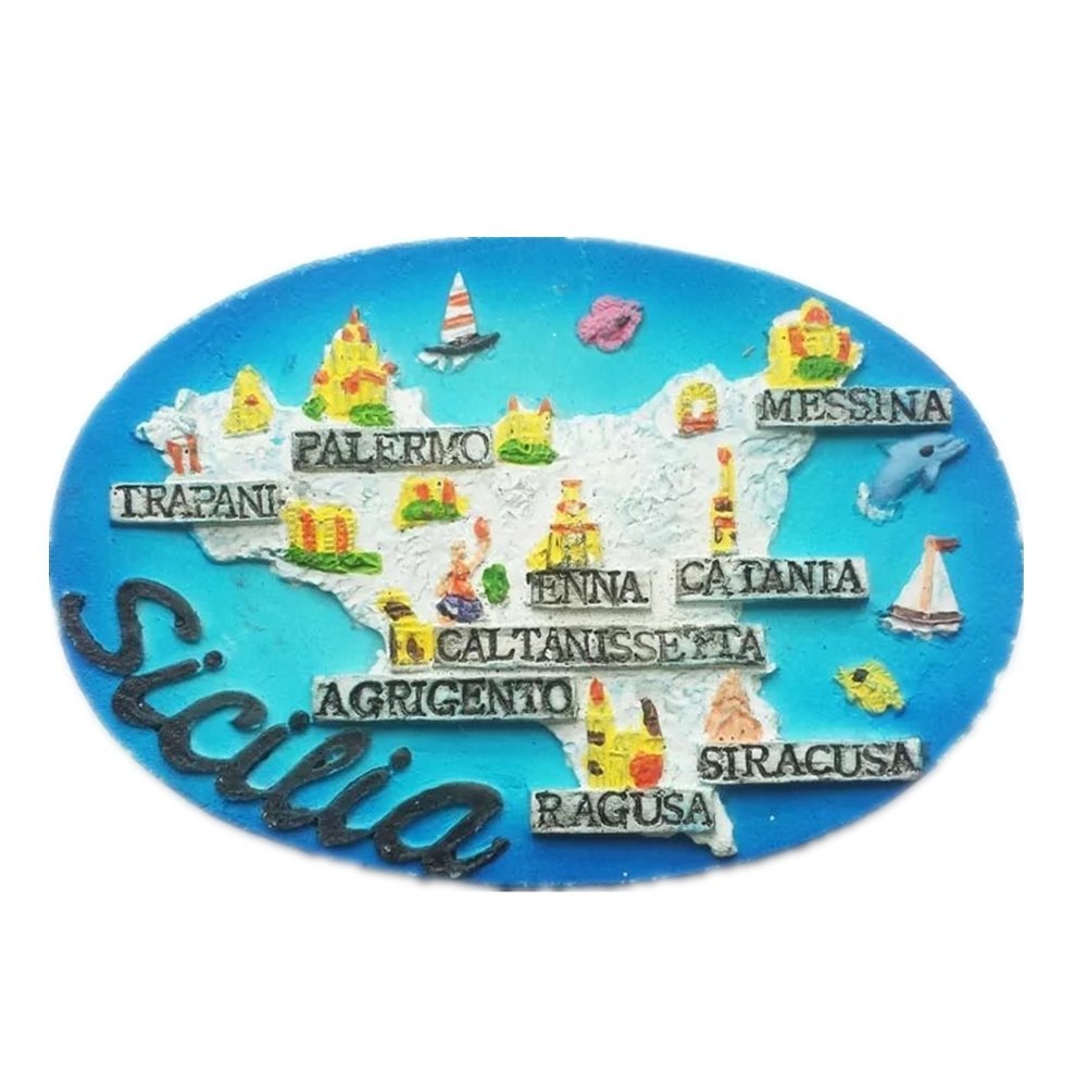 Magnete Frigorifero 3D Sicilia - Souvenir Da Viaggio In Resina 7x7 Cm, Decorazione Casa Italia - 4