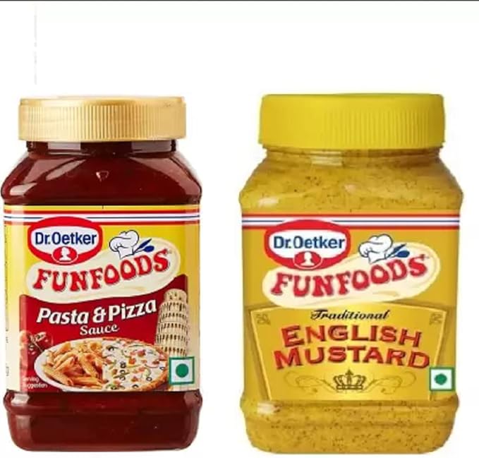 FunFoods Pasta & Pizza Sauce 325 gm + English Mustard 300 gm 625 g (Pack of 2)