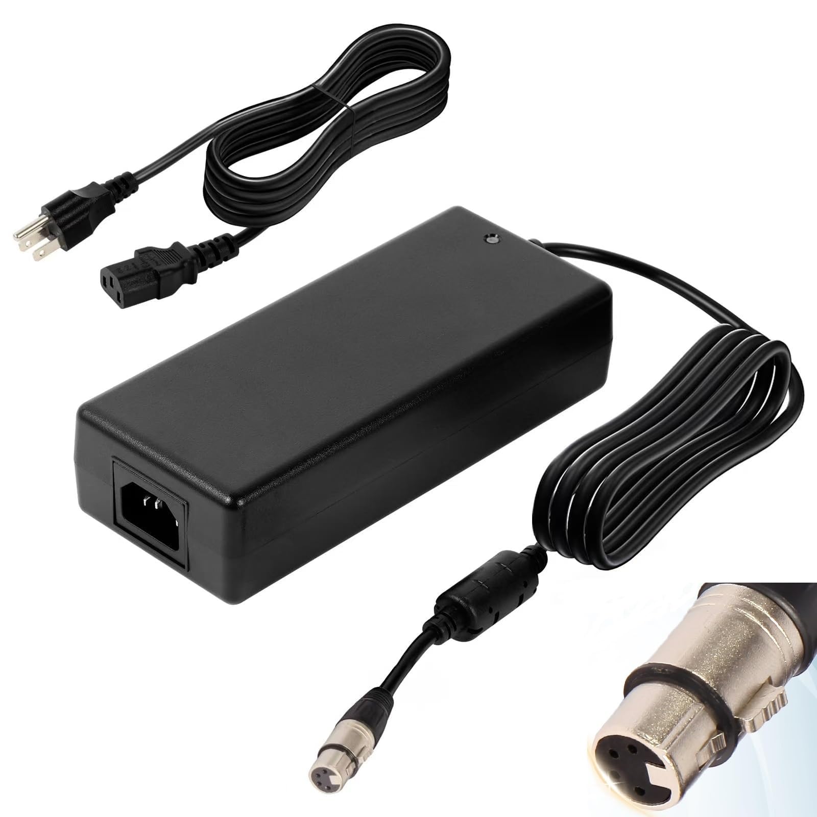 AC DC Power Supply Adapter 12V 10A with 4-Pin Neutrix XLR Female Connector for Pro Cameras - Panasonic YAGH, Blackmagic ATEM Studio Pro, URSA Mini or