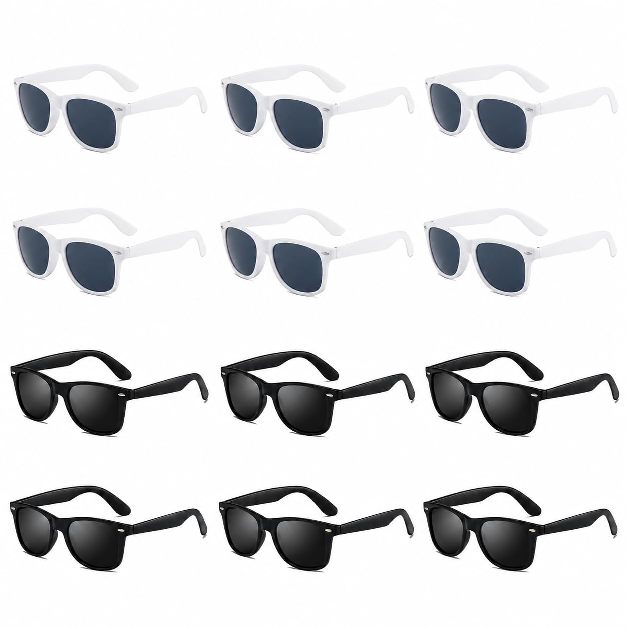 Bzojbmei 12 Pack Kids Sunglasses Multipack Polarised Colourful Party Sunglasses for Children Teens Adults Summer Beach Pool Birthday Wedding Carnival Festival Sunglasses (12, 6 Black+6 White) — image 1