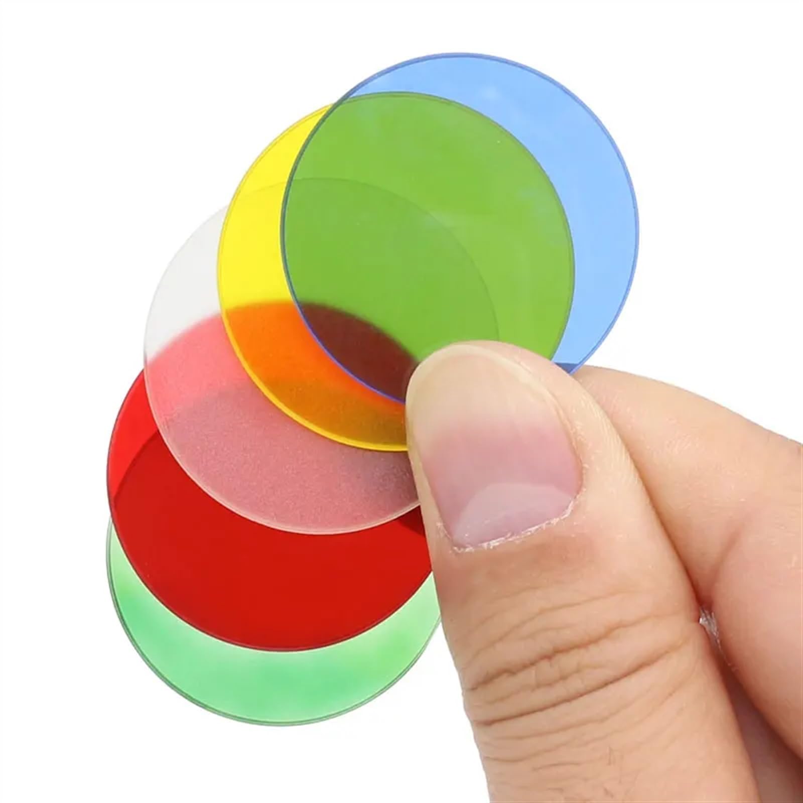 5 Piezas de filtros de microscopio 32 35 42 45mm de diámetro Accesorios de microscopio biológico Verde Azul Amarillo Blanco Rojo Vidrio óptico(Diameter 32mm)