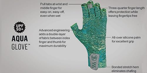 Miniatura 6 de Buff Guantes acuáticos para adultos, protección solar UPF 50+, tela resistente al olor, de secado rápido y ligeros, para actividades al aire libre,