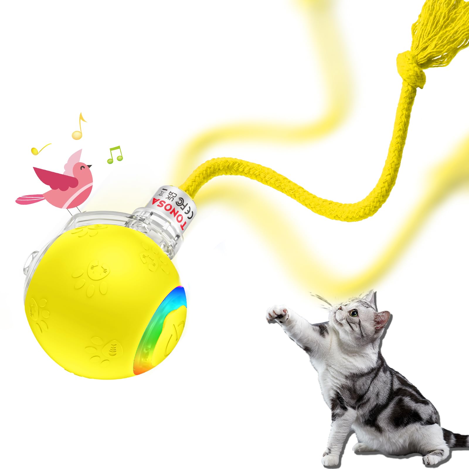 TONOSA Interactive cat Toys for Bored Indoor Adult Cats. Motion Activated, RGB Lighting, 3 Motion Modes. Kitten Toys for Indoor Cats self Play