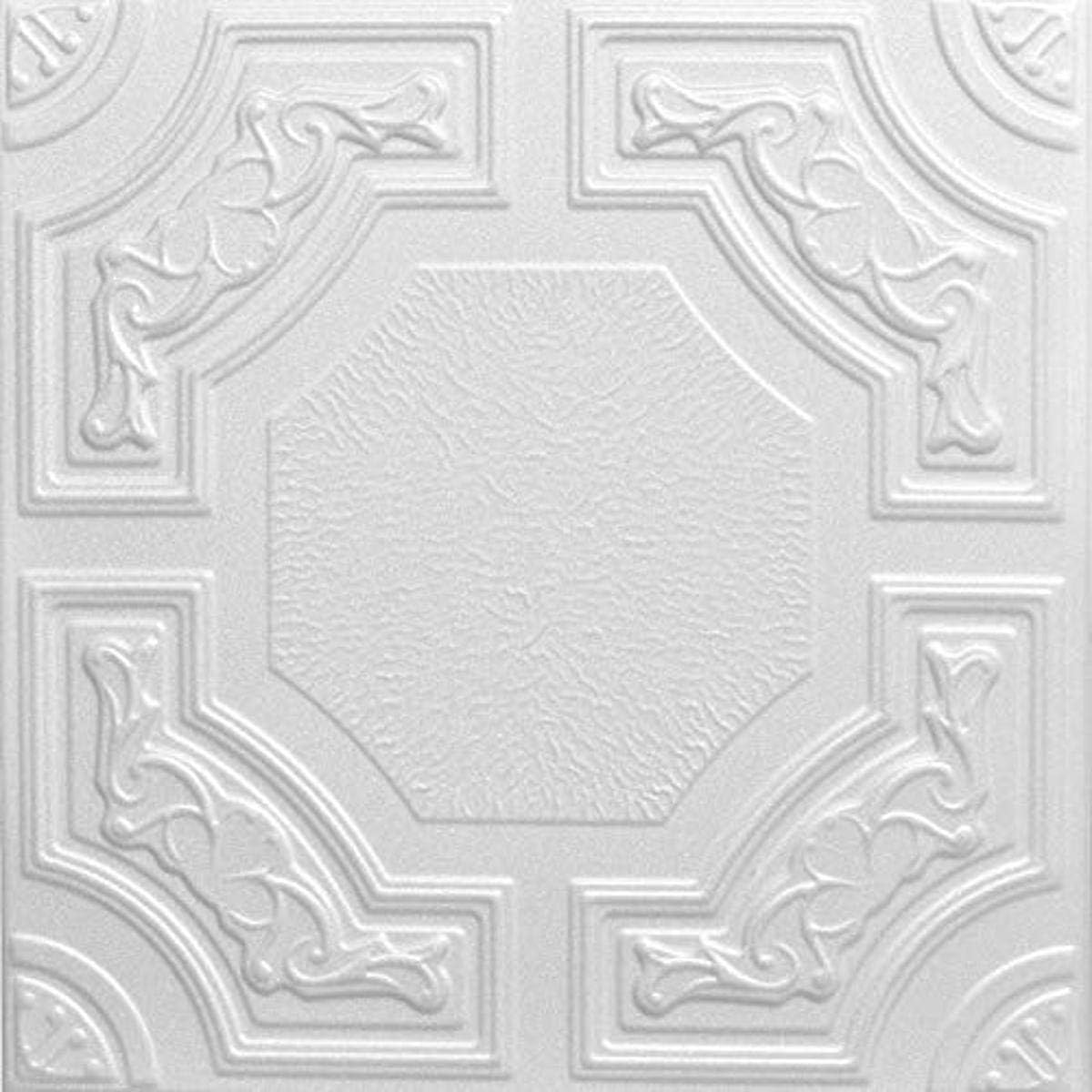 A la Maison Ceilings 874 Evergreen - Styrofoam Ceiling Tile (Package of 8 Tiles), Plain White