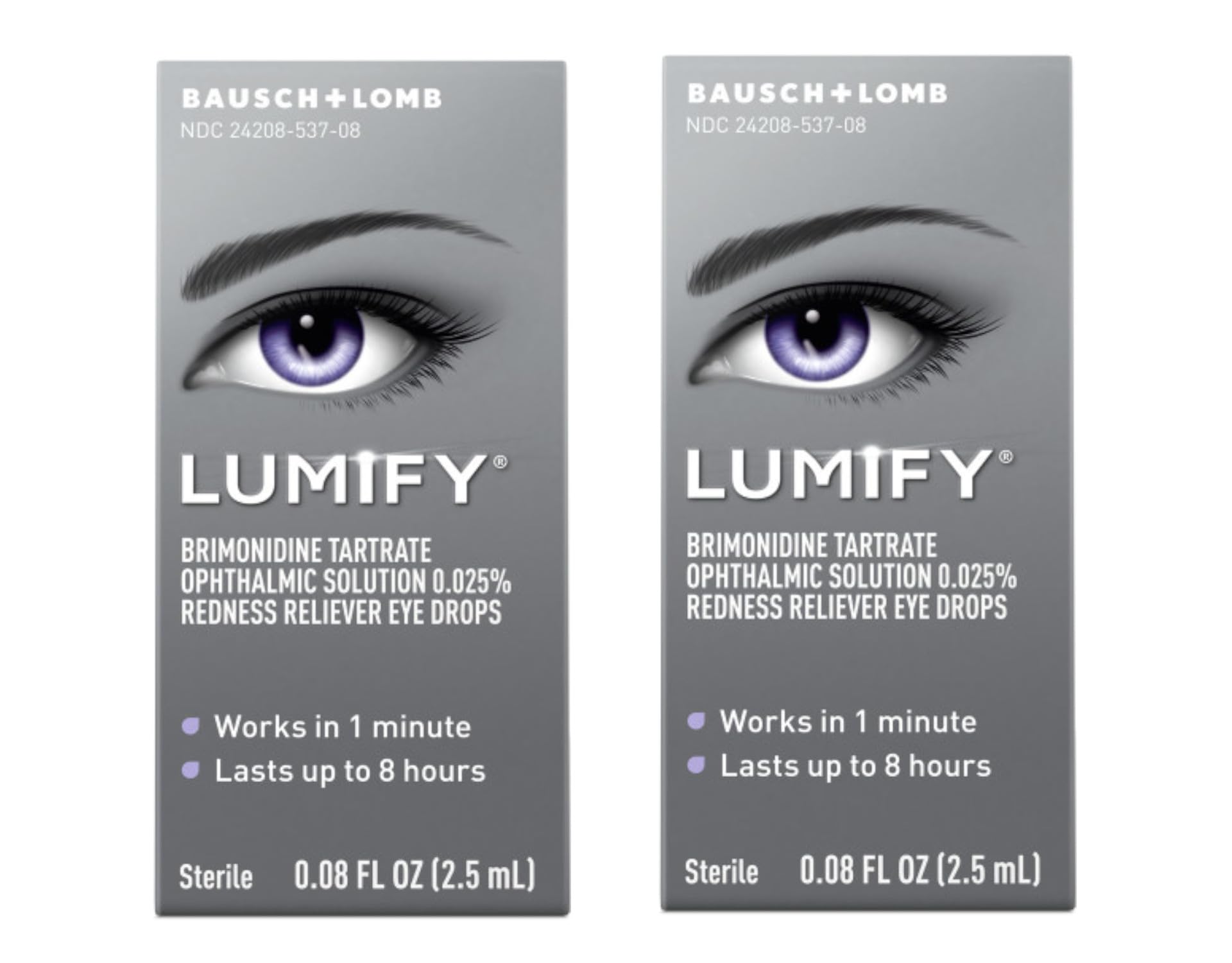 LUMIFY Redness Reliever Eye Drops, for Whiter & Brighter Looking Eyes, 0.08 Fl Oz ((Pack of 2))