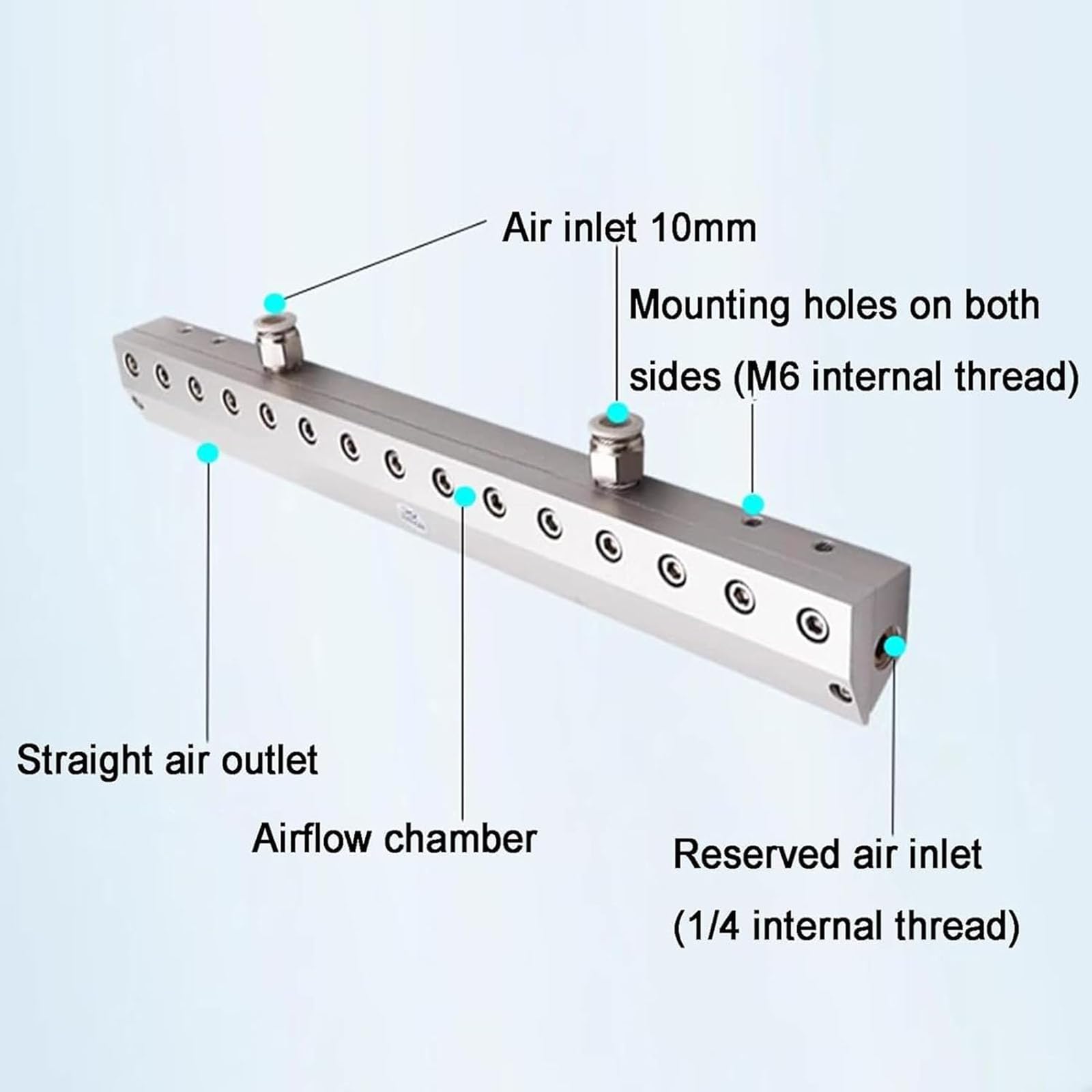 Dmuchawa do noża, ostrze do dmuchania kurzu, gwint 1/10.2 cm, stop aluminium, wlot 10 mm, linia do produkcji przemysłowej, do sprężarki powietrza