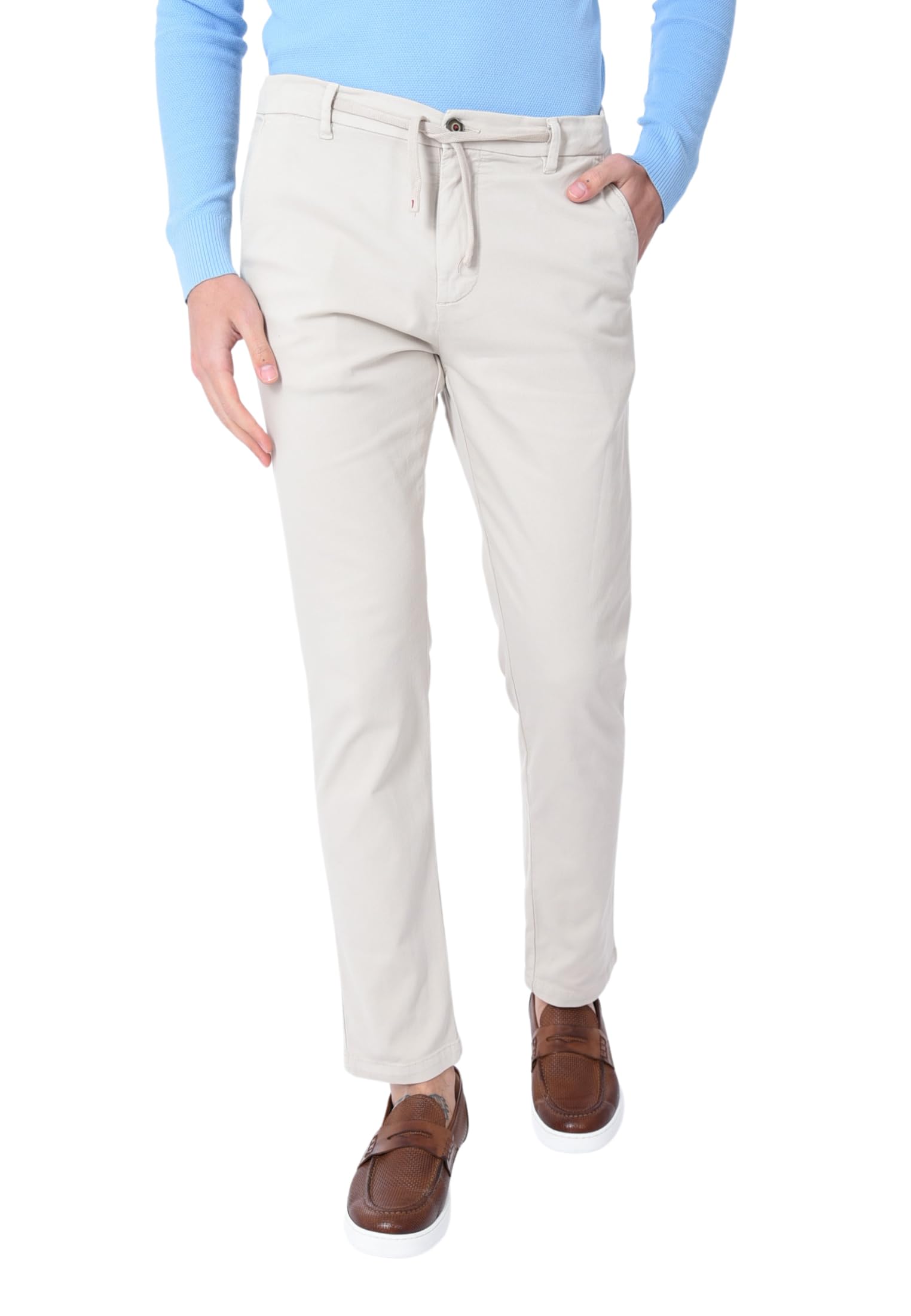 Pantalones de verano para hombre, ligeros, elegantes, con cordón en la cintura, pantalones chinos de algodón