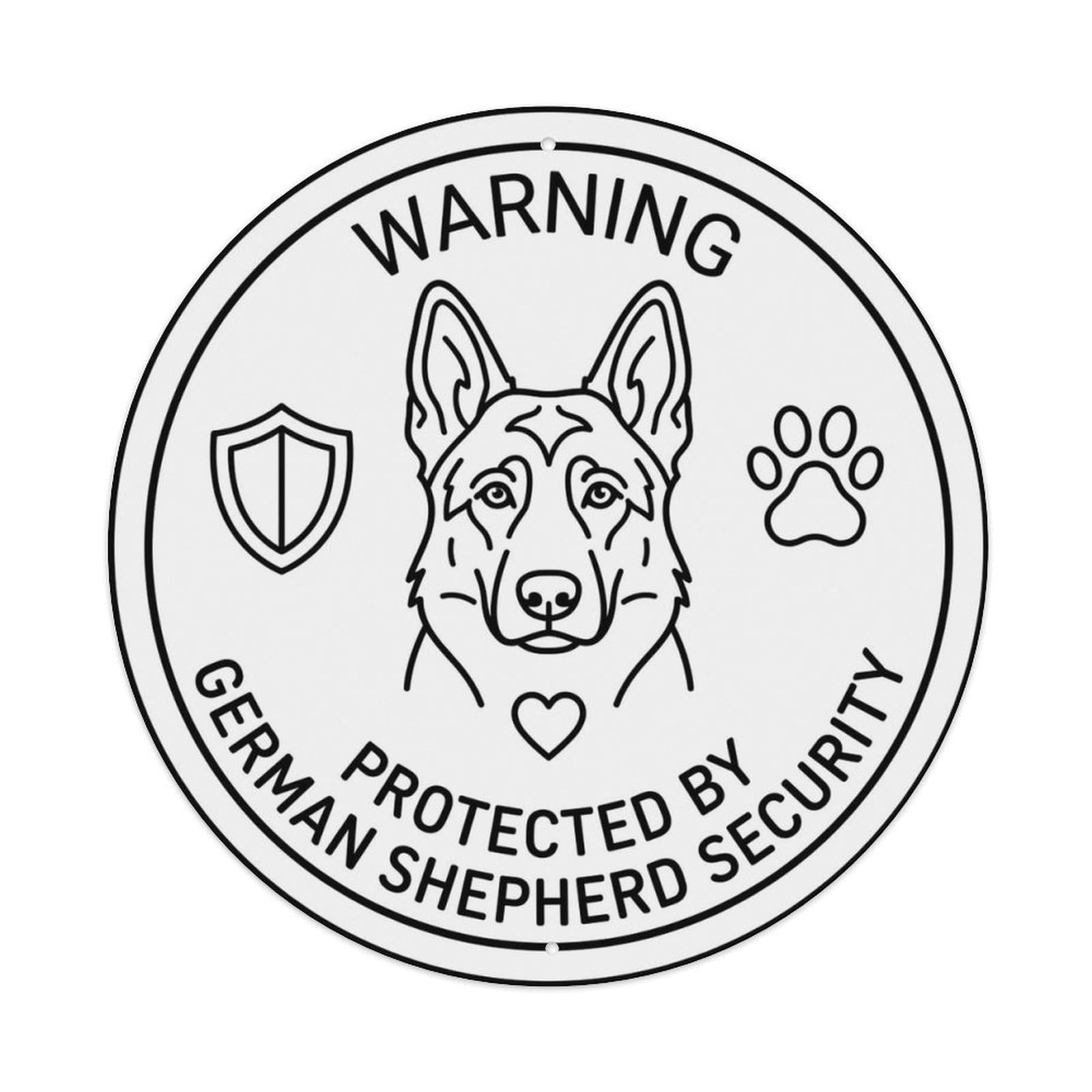 German Shepherd Security Warning Line Art Metal Tin Sign