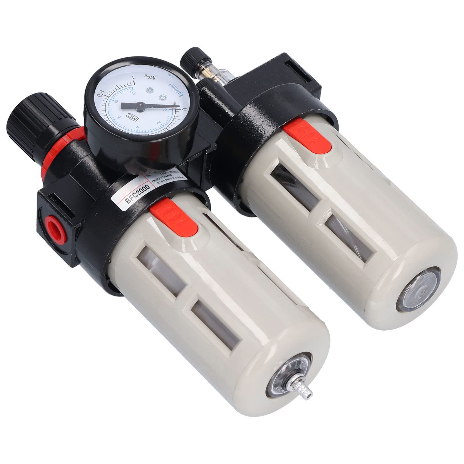 Regulador de Presión de Filtro de Aire Regulador de Filtro de Aire Comprimido de Aleación de Aluminio de 0,15 a 0,9 MPa con Indicador de Separación de Agua y Aceite para Equipos de (BFC2000)