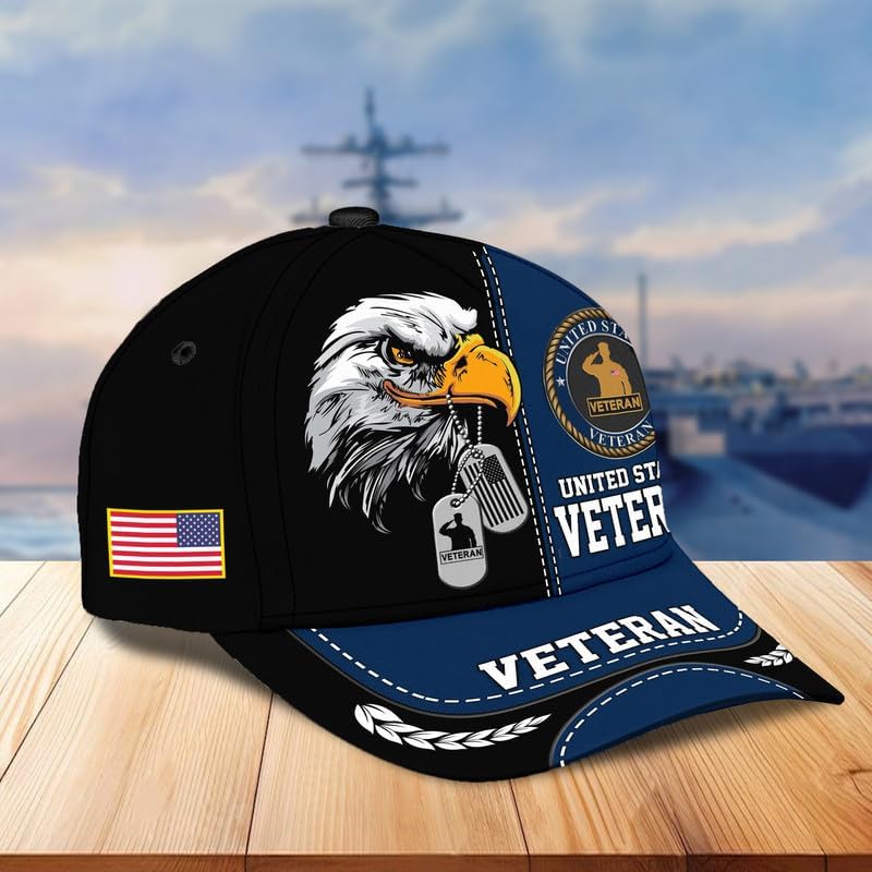Veteran Baseball Cap – Military Veteran Hats, Patriotic Ball Cap, Adjustable Tactical Cap, Gift for Veterans Day, Bold Eagle