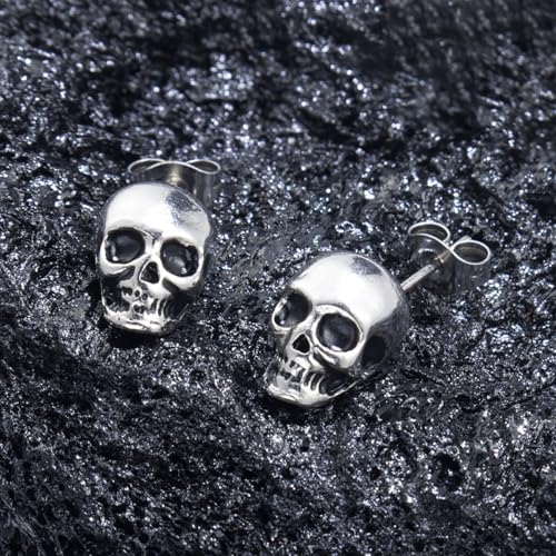 Punk Skull Stud Earrings for Women Men Hypoallergenic Stainless Steel Stud Earrings Gothic Skull Earrings Personalized Hip Hop Rock Biker Earrings Christmas Halloween Birthday Party Jewelry3