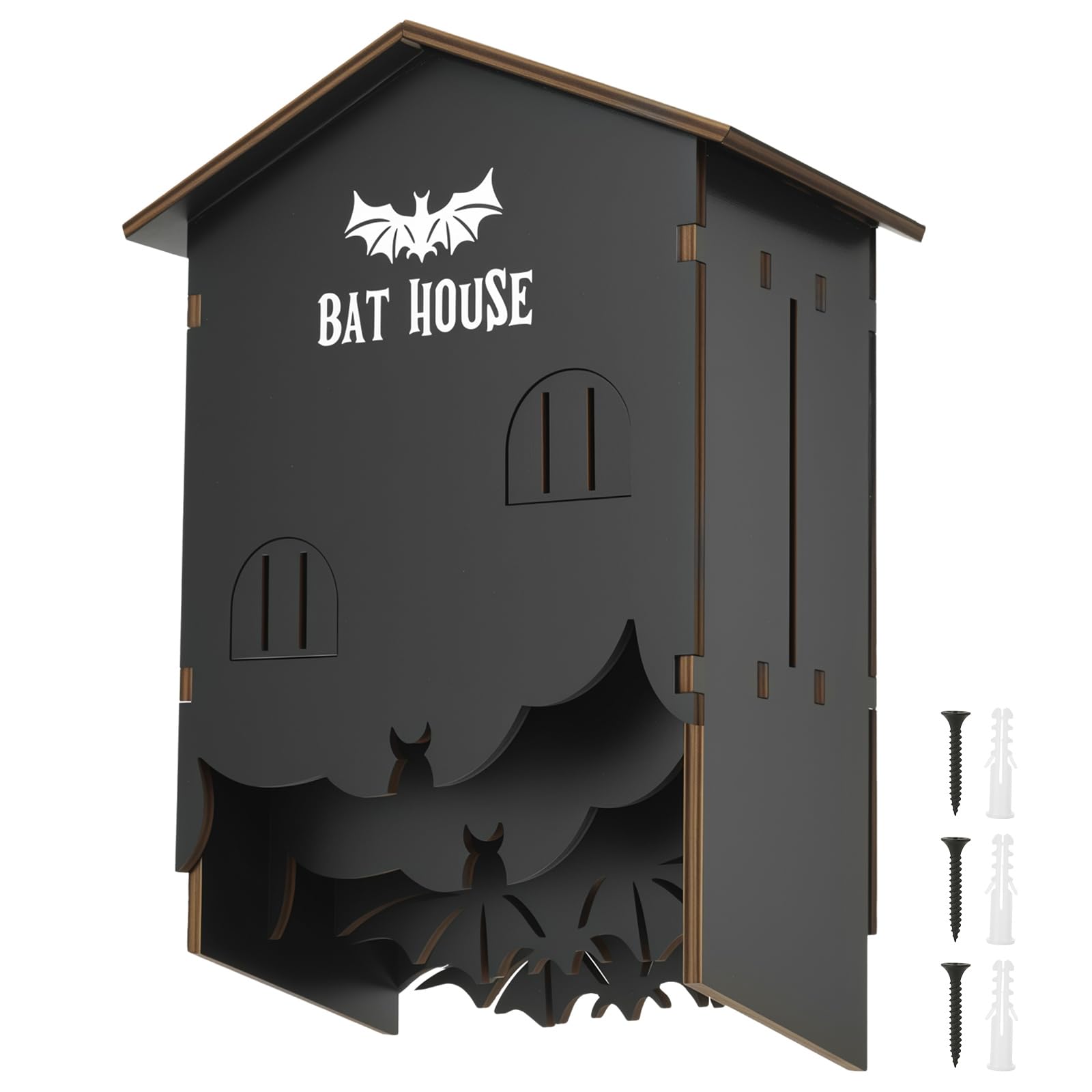 Wooden Bats House,25x15x10.5cm Bat Box for Garden Wall,Hanging Nest Box Home for Bat to Land and Roost,Bats Shelter Sparrow Nest Boxes Suitable Outdoor, Garden,Farm,Tree,Balcony