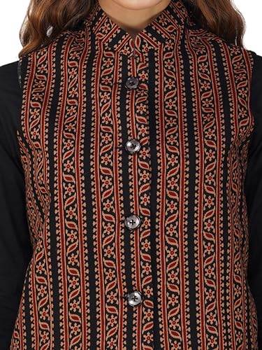Image of Vastraa Fusion Solid Indian Traditional Ethnic Waistcoat Festive Woolen Nehru Jacket for Women