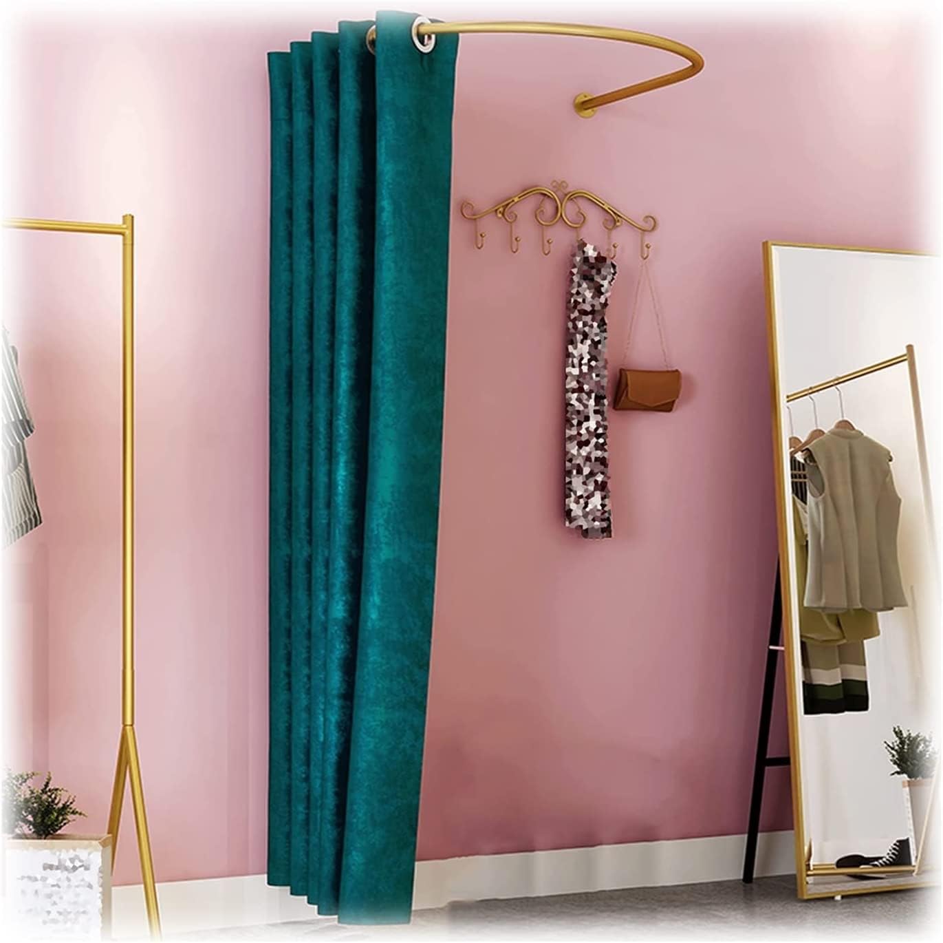 LIOONS Fashion Changing Rooms Privacy Protection Dressing Room Clothing Store Fitting Room U-Shaped Movable Changing Room for Shopping Malls Bedroom Furniture