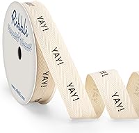 Vista 7 de Ribbli Cinta de algodón para cumpleaños, cinta de sarga natural de algodón con texto en inglés «Happy Birthday» color negro, cinta estilo granja