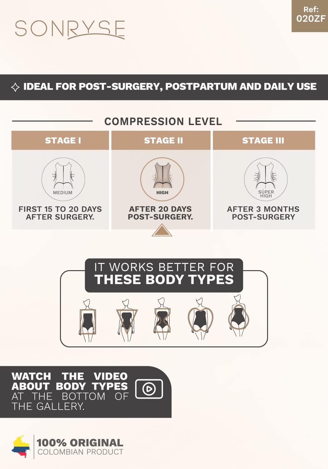 Sonryse 020ZL Fajas Colombianas Postparto Post Surgery Stage 3 Postpartum Compression Garment after Lipo and Tummy Tuck - Image 5