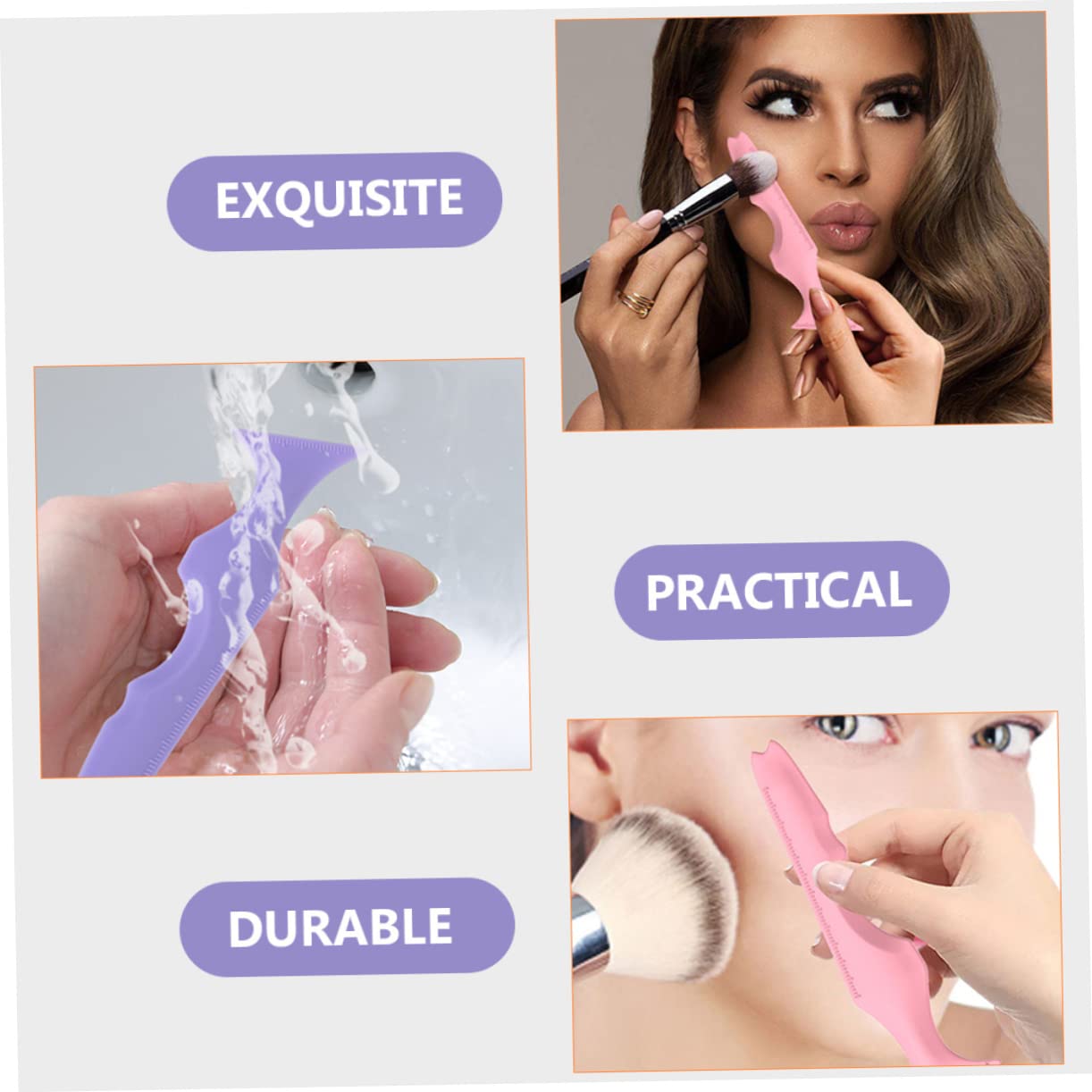 FRCOLOR 8pezzi Stencil Per Sopracciglia in Silicone Strumento Makeup Per Eyeliner e Mascara Accessori Per Facile Usare Per Principianti e Professionisti Colori Rosa