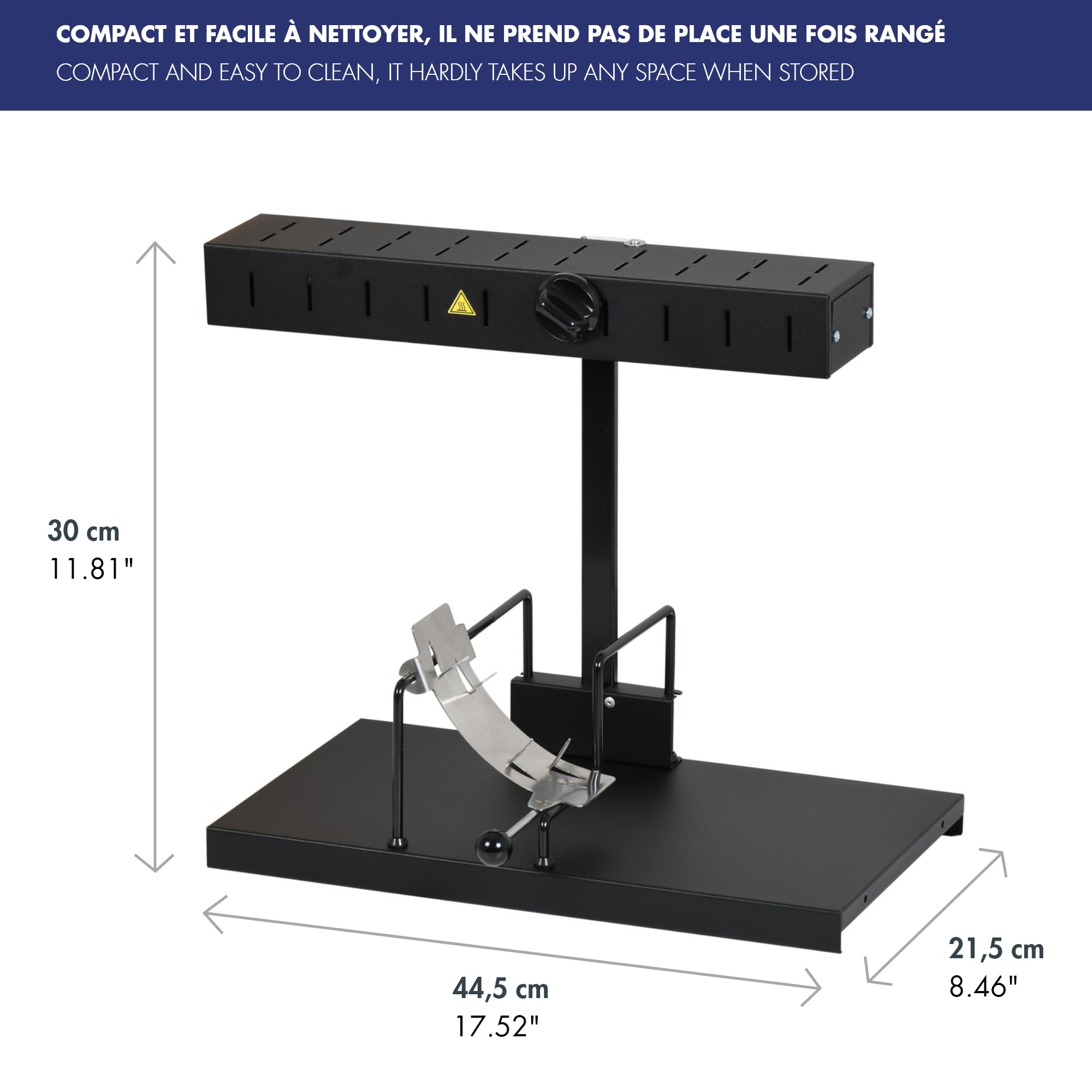 LOUIS TELLIER – Aparato de escobilla alpine® Signature Basalto – Tamaño adecuado para cualquier porción de muela – 6 a 8 personas – Rampa calefactora regulable en altura – Interruptor de seguridad –