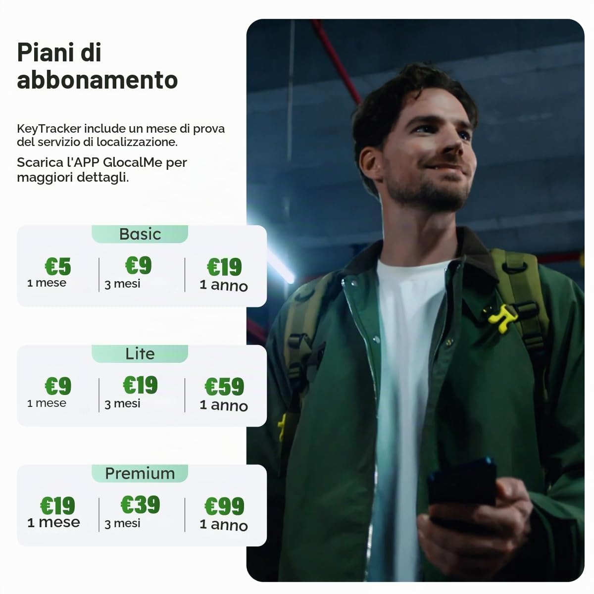 GlocalMe KeyTracker, 4G LTE Global GPS Tracker per bambini, veicoli, bagagli e oggetti di valore, Smart Tag con GPS, AGPS, LBS, Bluetooth, Wi-Fi e tecnologie di localizzazione del radar attivo,
